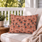 Poppy Field Coral Outdoor Lumbar Pillow