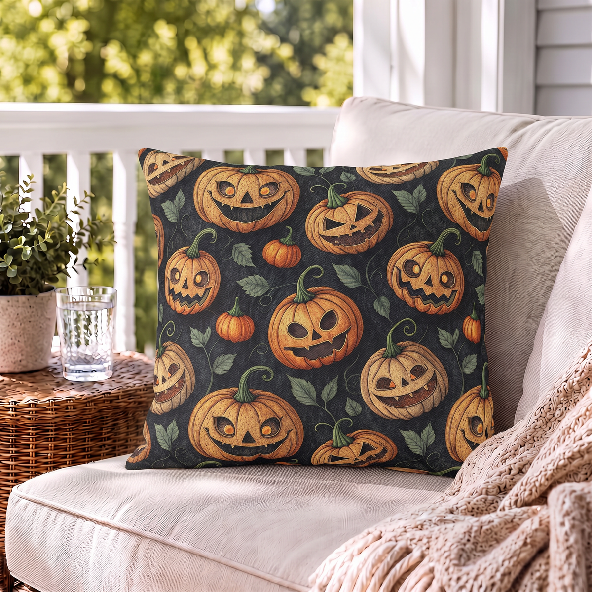 Jack-o'-Lantern Orange Outdoor Pillow