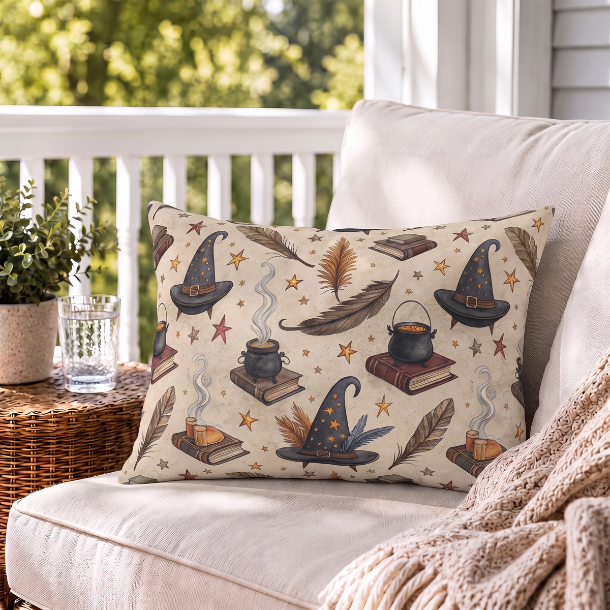Witch Hat Cream Outdoor Lumbar Pillow