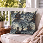 Haunted House Slate Outdoor Pillow