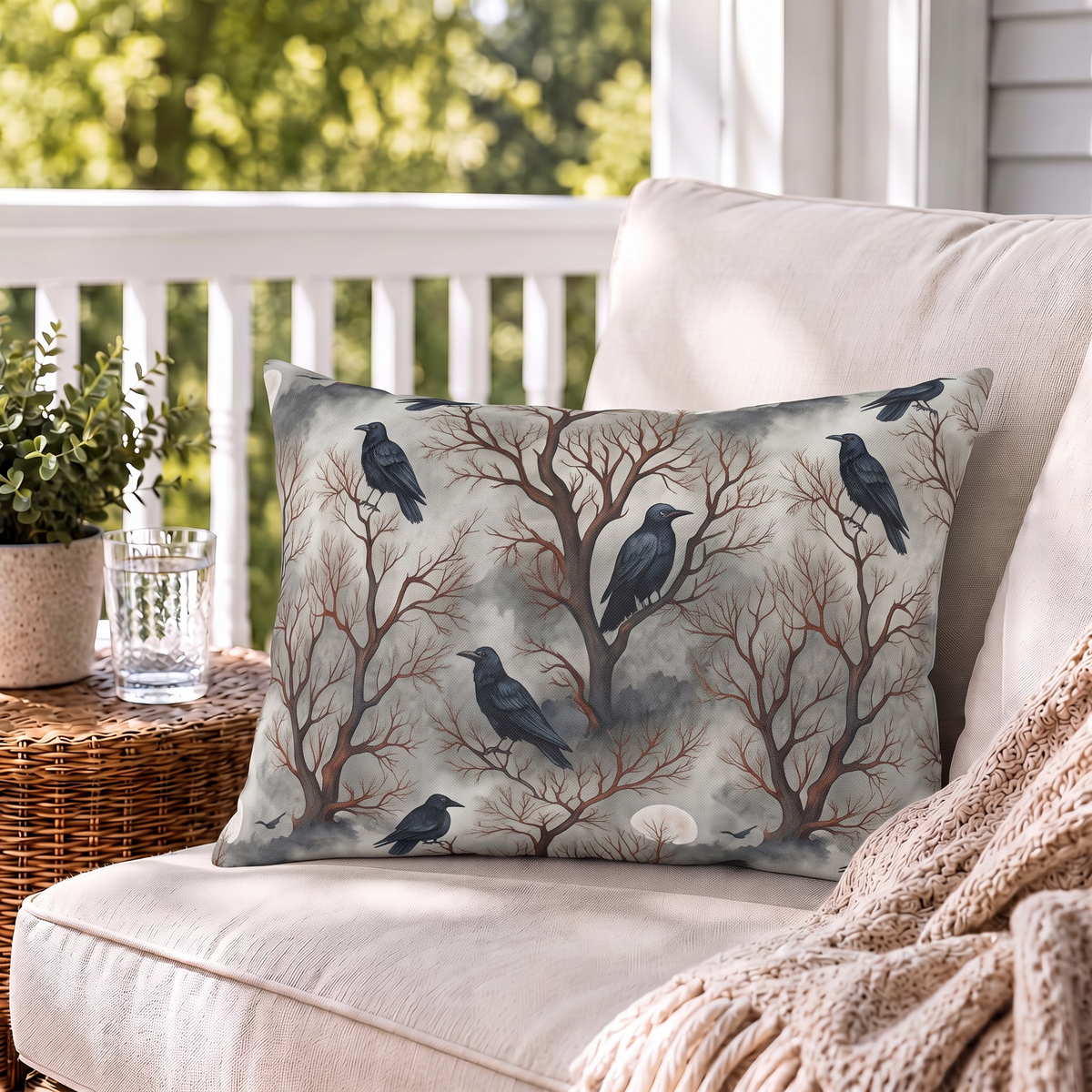Raven Mist Grey Outdoor Lumbar Pillow