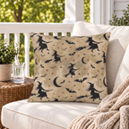 Flying Witch Tan Outdoor Pillow