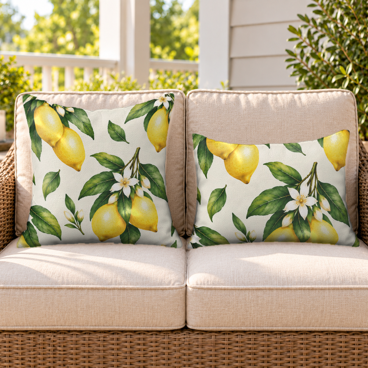 Lemon Branch Yellow Outdoor Lumbar Pillow