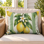 Lemon Stripe Yellow Outdoor Lumbar Pillow