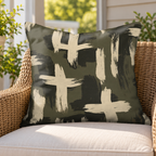 Painted Cross Olive Outdoor Pillow