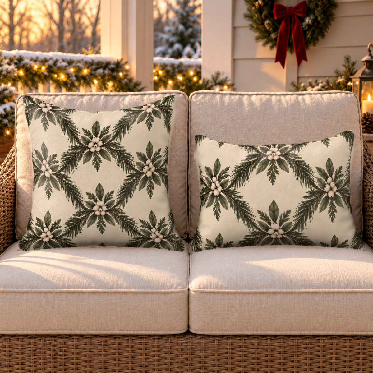 Pine Trellis Cream Outdoor Pillow