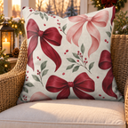 Satin Bow Red Outdoor Pillow