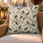 Snowberry Branch Cream Outdoor Pillow