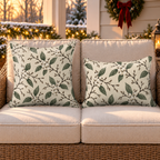 Snowberry Branch Cream Outdoor Pillow