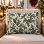 Winter Bloom Cream Outdoor Lumbar Pillow