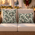 Winter Bloom Cream Outdoor Lumbar Pillow