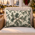Winter Bow Cream Outdoor Lumbar Pillow